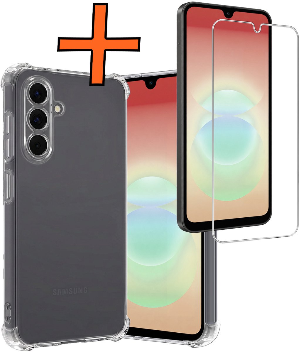 Hoes - Met Screenprotector - Geschikt voor Samsung Galaxy A18 - Sterk & Shockproof - Siliconen Case - Back Cover - Telefoon Hoes - Shock Proof - Transparant