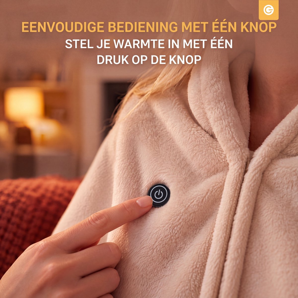 Verwarmde Hoodie Deken 25-40°C - Fleece Deken Hoodie 150x80cm - Blanket Hoodie met 3 Standen - Warmtedeken 1 Persoons - Warmte Poncho - Verwarmde Hoodie Dames en Heren - Hitte Deken - Hoodie Dekens voor Kinderen & Volwassenen - Beige - Silvergear thumbnail 3