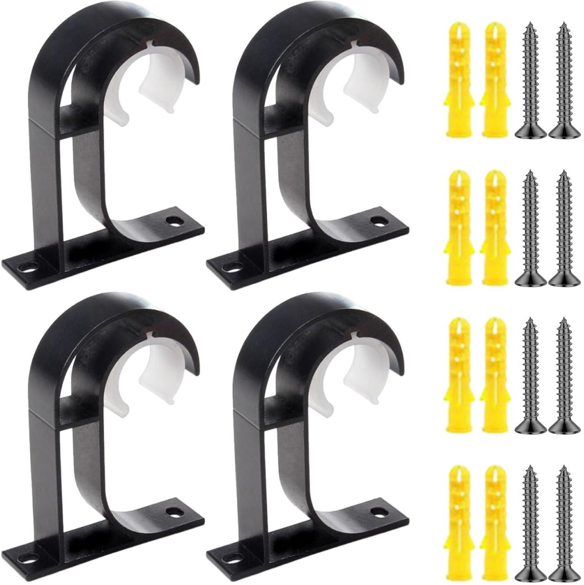 Set van 4 Houders voor Gordijnroedes - Aluminium Steunaccessoires