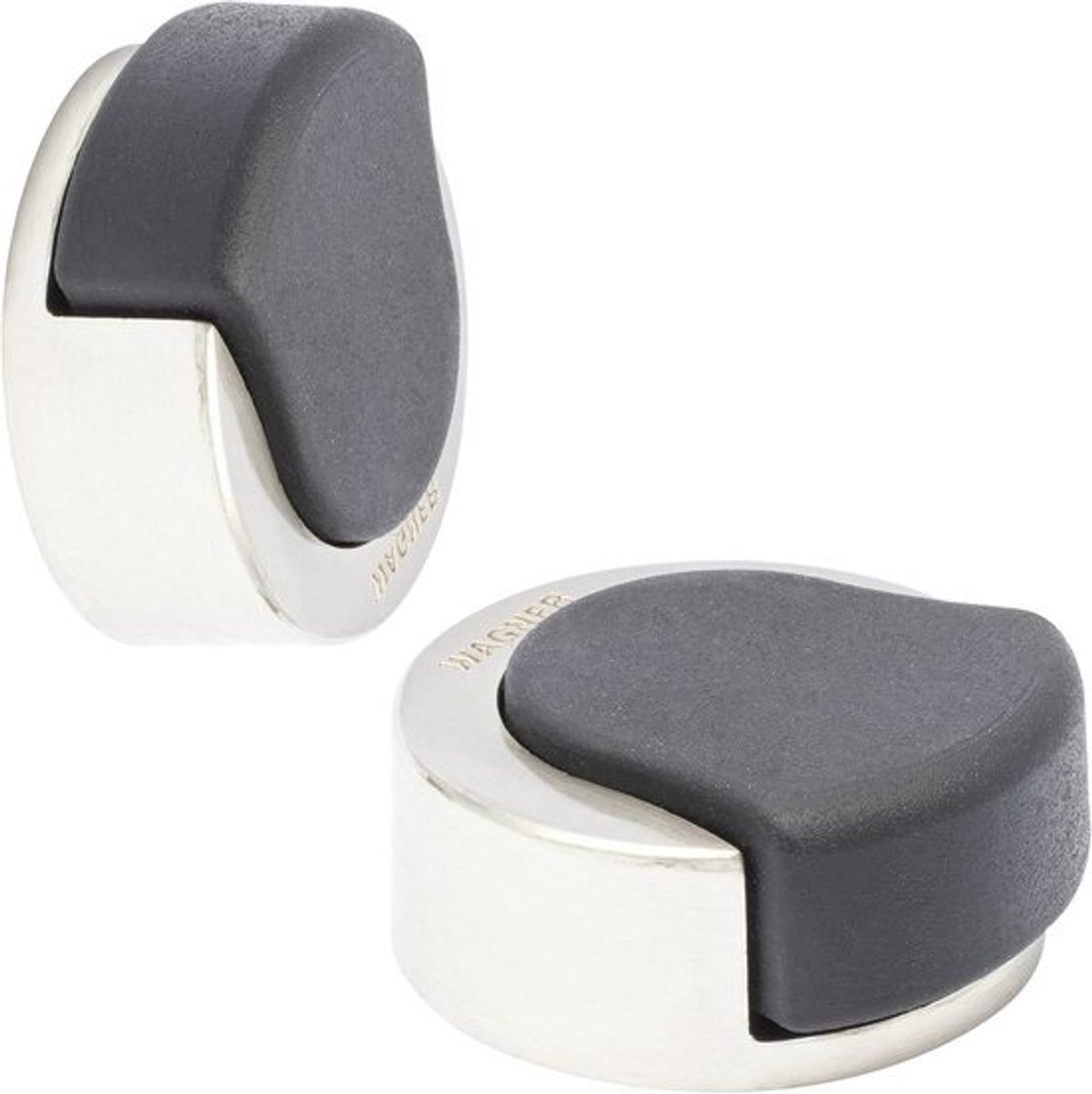 Design wanddeurstopper schroef Ø 38 mm - Zamak, geborsteld RVS en zachte rubberen stop