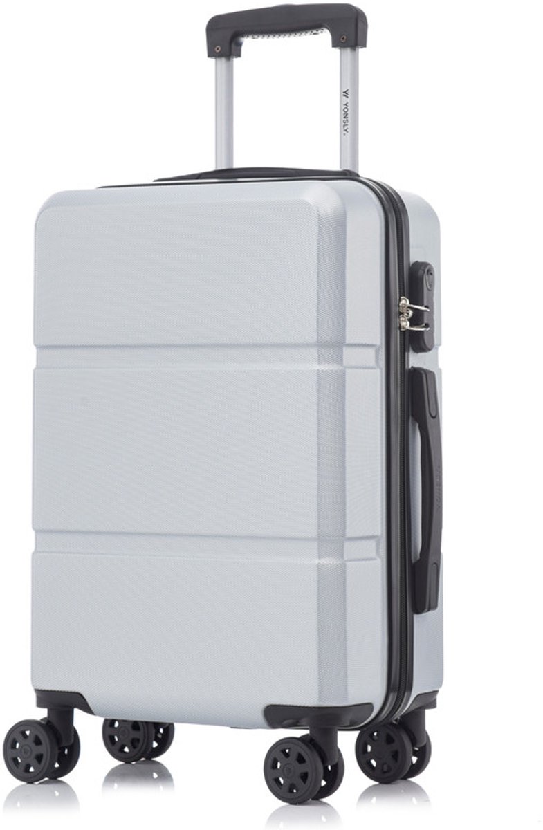 YONSLY Handbagage Koffer - 55cm - 40 L - Cijferslot- 360° Draaibare Wielen - Zilver