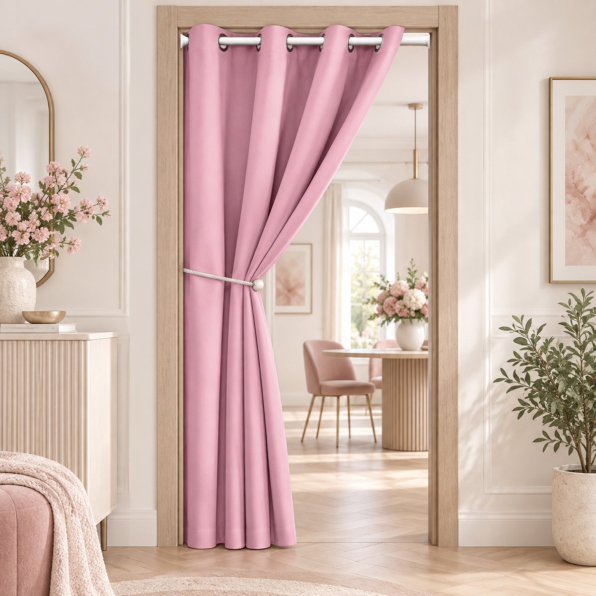 Lapamax Verduisterende Gordijnen - Gordijn Kant-en-Klaar met Ringen - Zacht Deurgordijn Lichtwerend - Privacy Scheidingsgordijn voor Slaapkamer, Kinderkamer en Wasruimte - Roze - 132 x 244 cm (B x H) - 2 Stuks