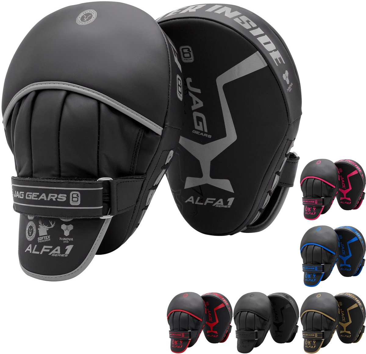 JAG Gears - ALFA-serie - Handschoenen - Pads - Bokspads - Focus Pads - Zilver - Set