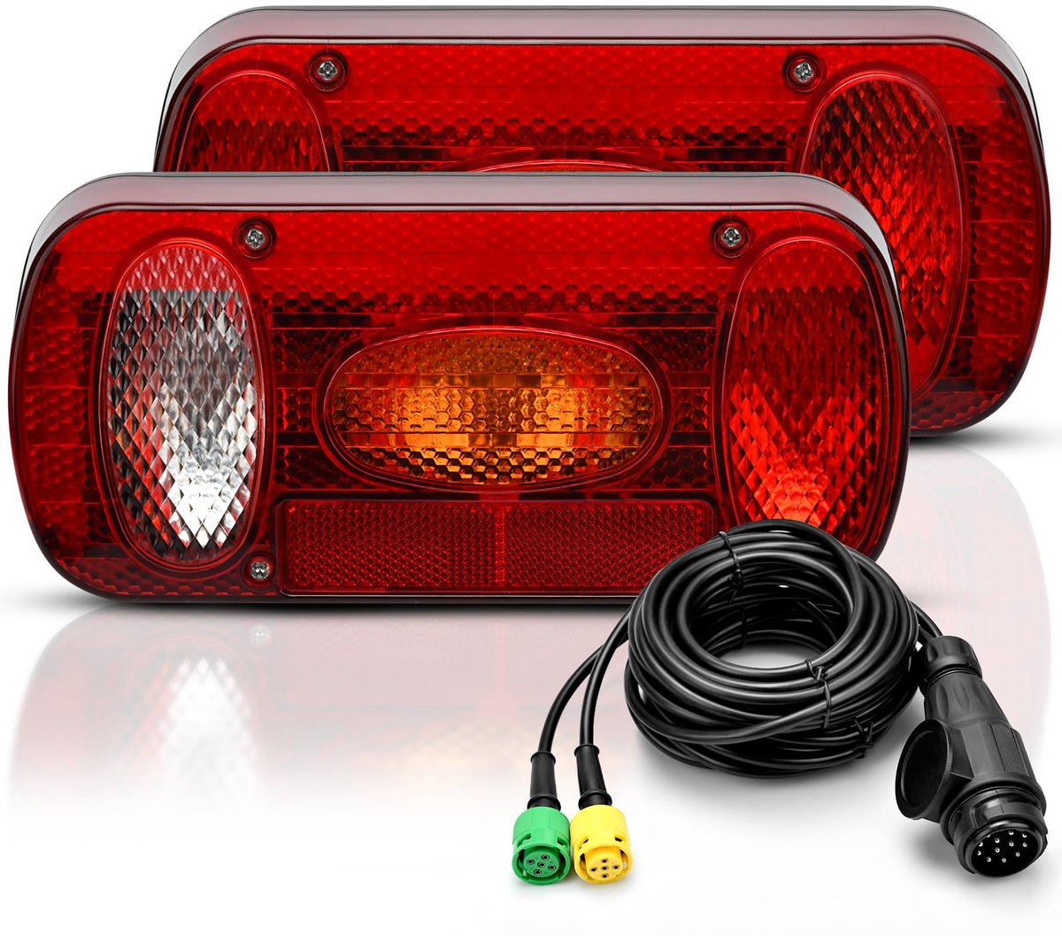 Achterlichtset voor trailer, trailerverlichting 13 polig, 12V achterlicht trailer met 6 functies, 5,5m kabel, E11 - ShopVlot