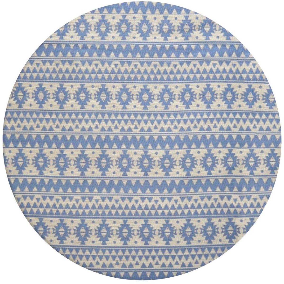 Dutch XXL Rond buitenkleed | Sunny | Geometrisch | Lichtblauw | Ø 120 cm | Buitentapijt | Tuintapijt