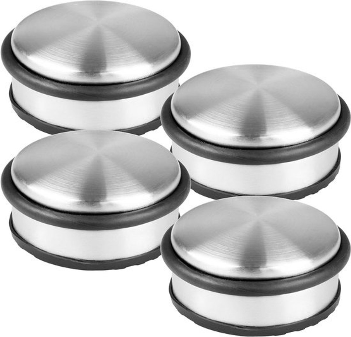 Deurstoppers set - Deurhouders - Om deuren open te houden - Zwaar - Betonnen kern - 4 stuks - 10 cm - Roestvrij staal