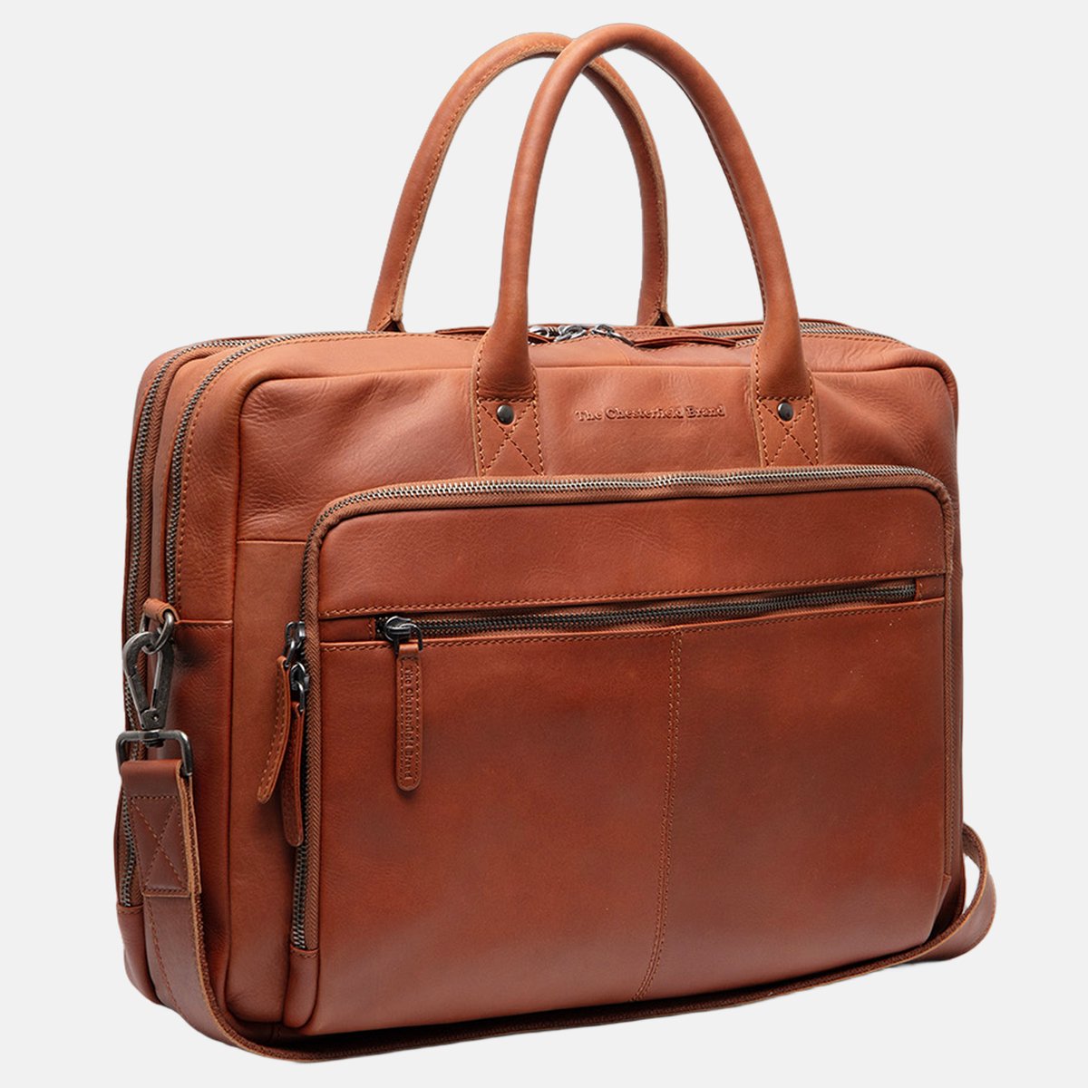The Chesterfield Brand Tacama Waxed Pull Up Laptoptas - 15 inch - Cognac