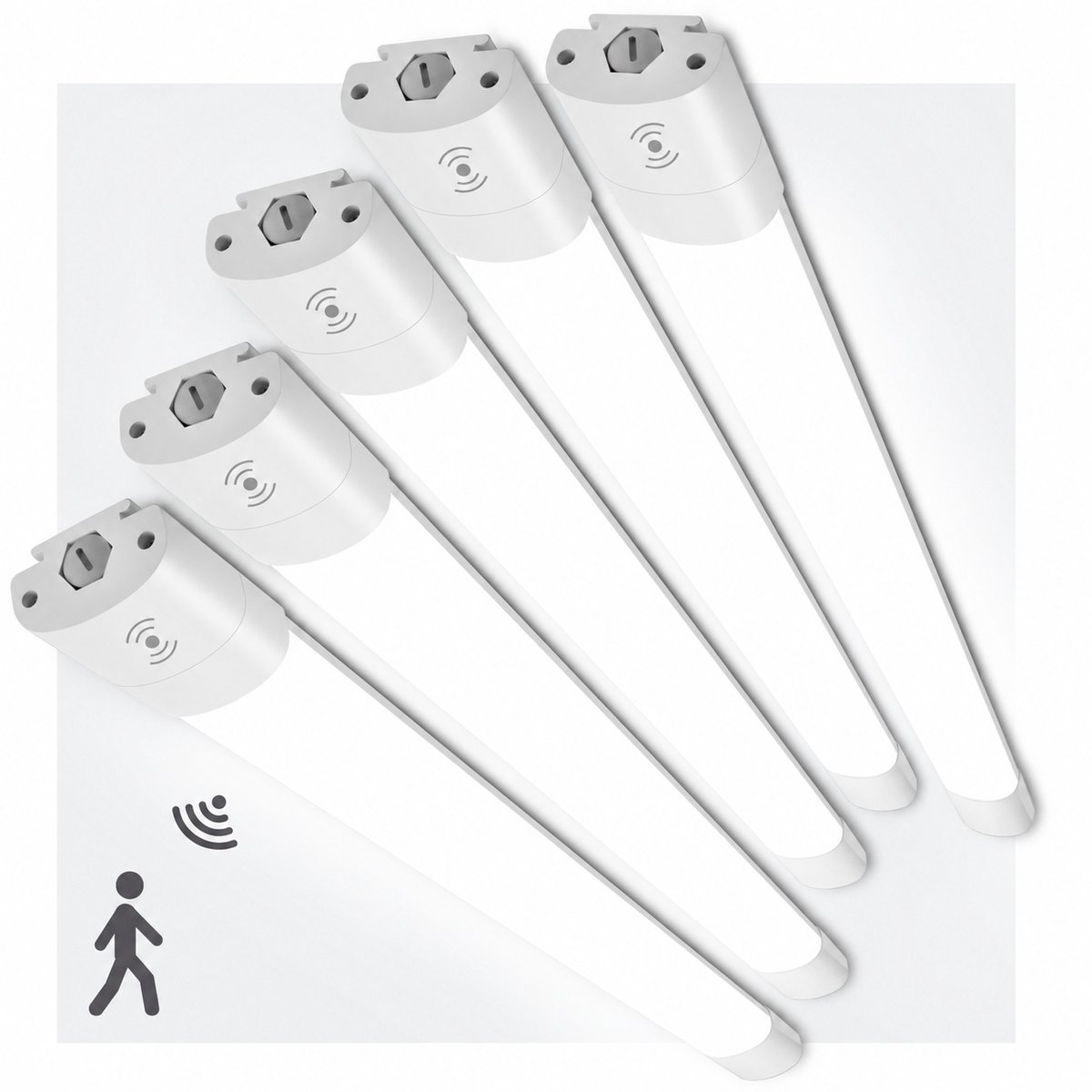 LOVHAUS 5 Stuks LED TL Armatuur 150 cm - Bewegings- en Daglichtsensor - 45W 4950 lm - IP66 Koppelbaar