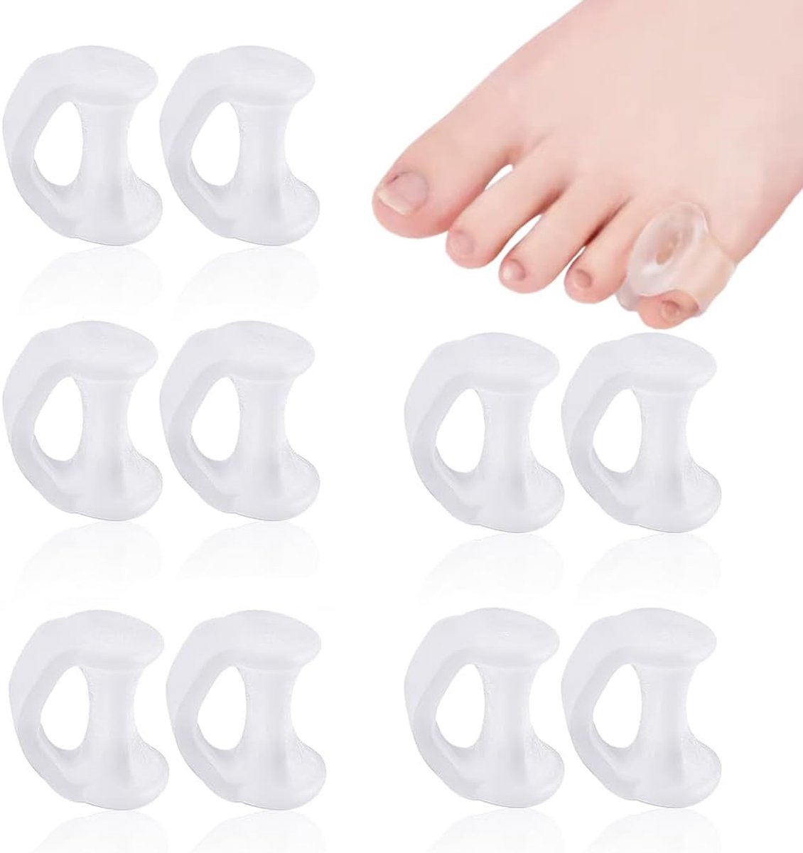 Teenslippers voor tenen, 10 stuks, siliconen teenslippers ter voorkoming van wrijving en drukontlasting