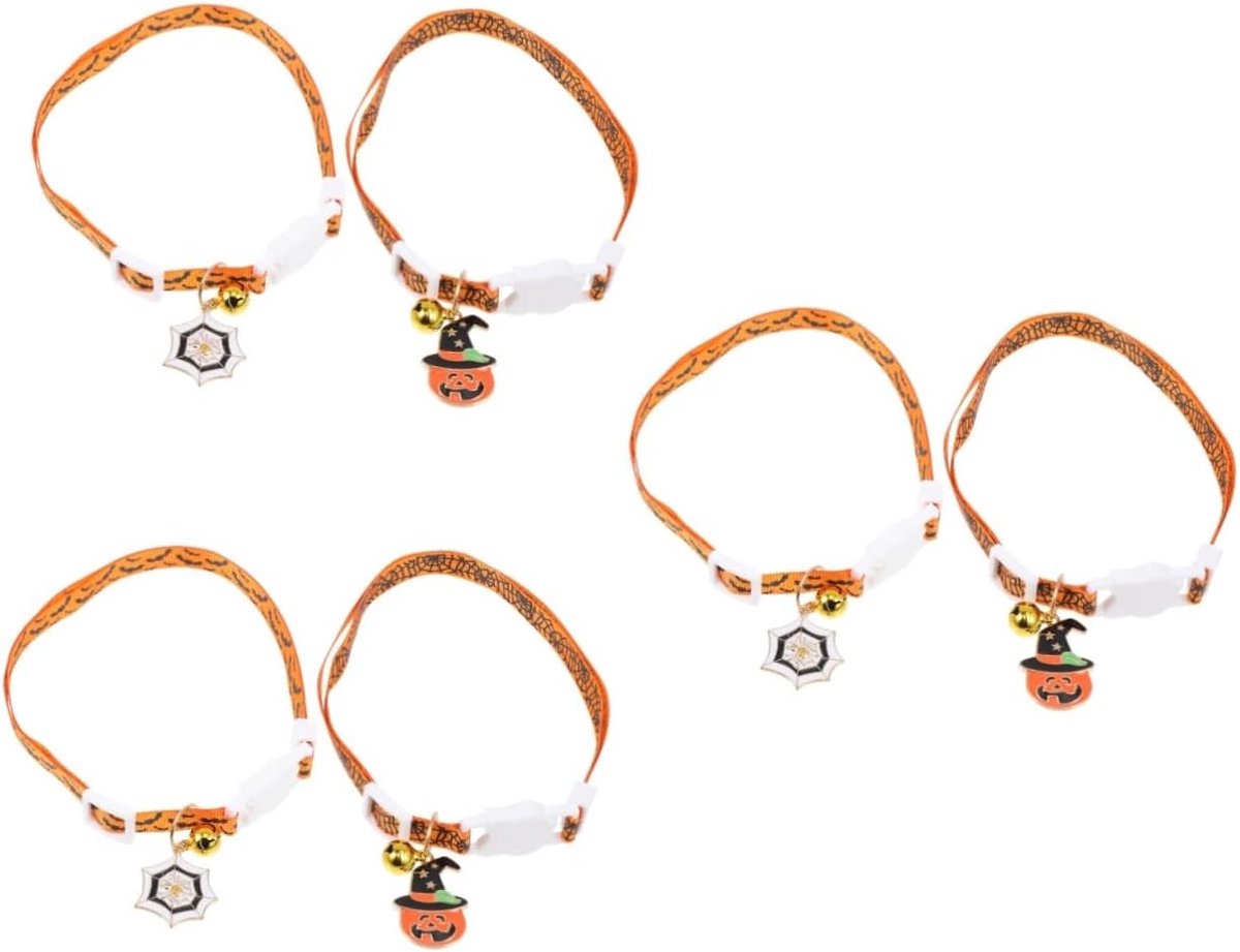 6 Stuks halsband voor huisdieren kleine kattenhalsband huisdier cosplay kostuum halsketting kettingen halsbanden voor halloween-katjes kat halloween halsbanden verstelbaar kraag