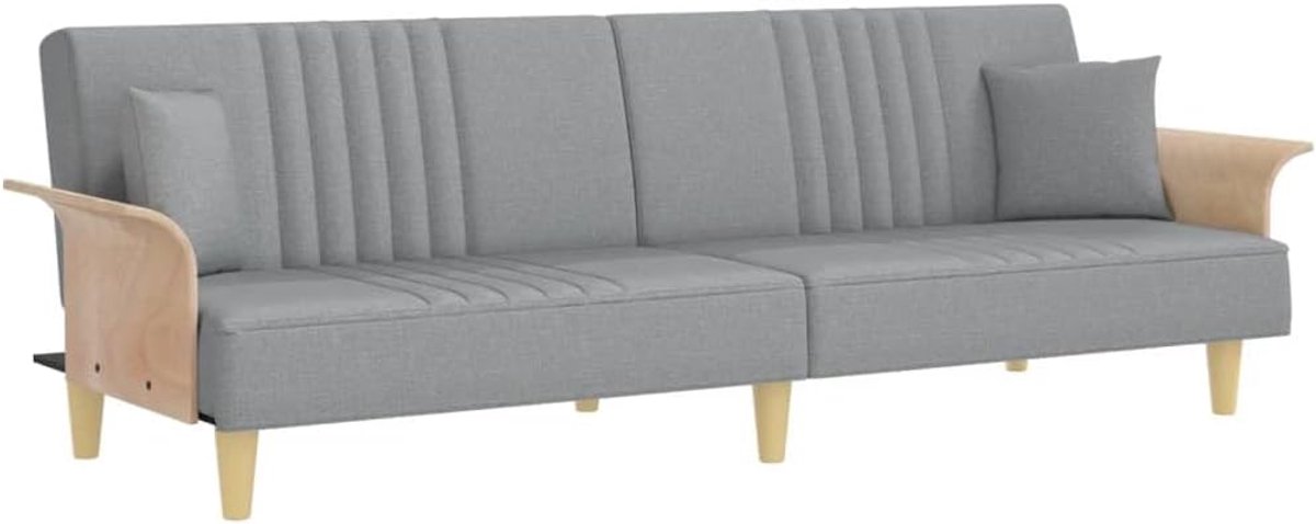 Slaapbank met armleuningen, lichtgrijze stof, woonkamerbank, kantoorbank, slaapkamerbank, loungebank voor woonkamer, slaapkamer, logeerkamer