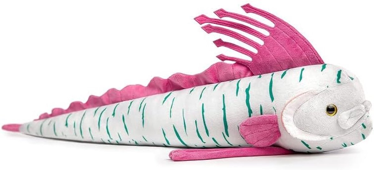 Pluche speelgoed -grijs lang echt oarfish lint vis chimera gevuld speelgoed, super zachte realistische zeedieren koning van haring oceaan dier speelgoed, geschenkcollectie voor