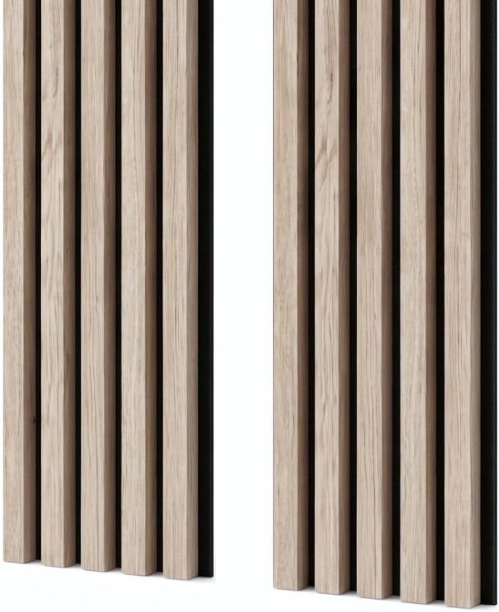 Wandpanelen Akoestische Panelen 240x53 cm Kleur: Eiken Sanremo, Lamellenwand op Vilt Wandbekleding als Geluidsisolatie Binnendecoratie Lamellenbekleding