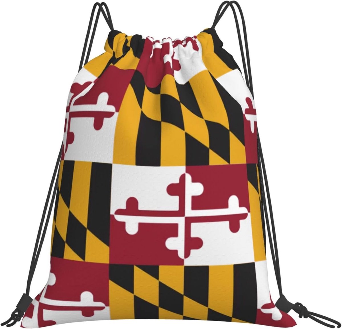 Trekkoord Rugzak Maryland Staat Vlag Rugzakken Zwemmen Tas Voor Strand Trekkoord Tassen Trekkoord Rugzak Sport Gym Tas Voor Vrouwen Mannen, Zwart, Eén maat