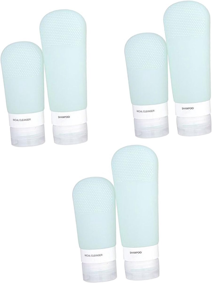 3 Sets Reisflessensets Toiletartikelen Flessenvullers Siliconen Navulbare Flessenset Bekerborstel Olijfgroene Reiscontainers Voor Shampoo Conditioner En Lotion 2 Stuks*3