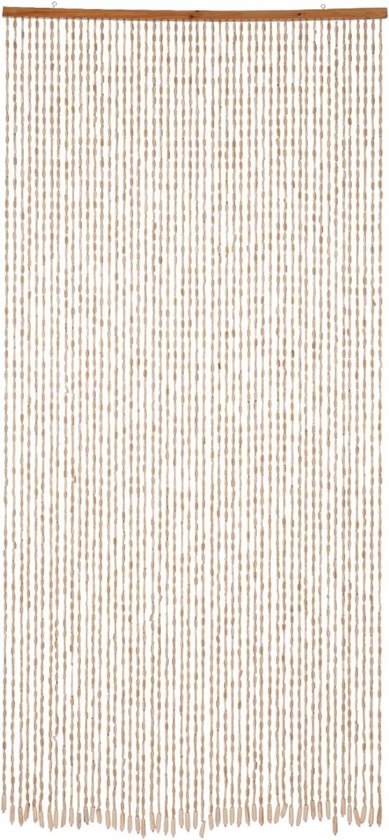 Bamboe, parelgordijn, 200 x 90 cm, 52 strengen, bamboegordijn, ruimteverdeler, gordijn, decoratief houten parelgordijn voor kamer, balkon, houtkleur
