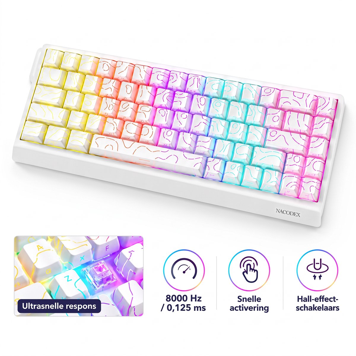 AJAZZ NK68 – Mechanisch Gaming Toetsenbord – 68 Toetsen – Hot-Swappable – RGB Verlichting – Bedraad – Compact QWERTY