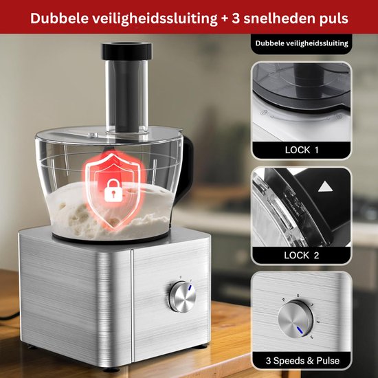 DailySupplies® Foodprocessor - Keukenmixer - Blender - Grijs van DailySupplies® — afbeelding 3