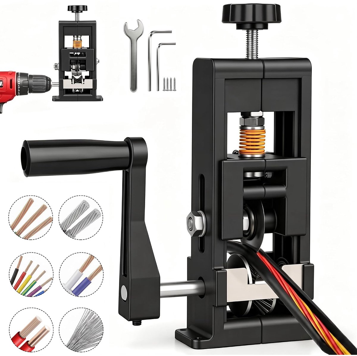 Kabelstripmachine 1–25mm - Handmatige Kabelstripper - Draadstripper Voor Handzwengel Of Boormachine - Verstelbare Bladen