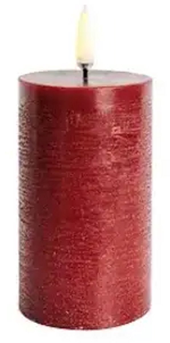 Uyuni LED Stompkaars Carmine Red – Ø5,8 x H10,1 cm – Rustiek – 3D Vlam – Timer