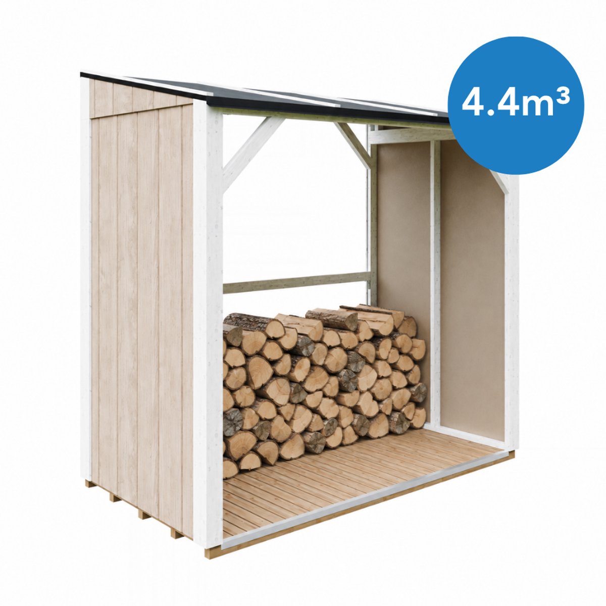 Timbela M984-TERRA BROWN - LP SmartSide Houtopslag - 2,54 m² - Overkapping voor brandhout met ~4,4 m³ opslagcapaciteit