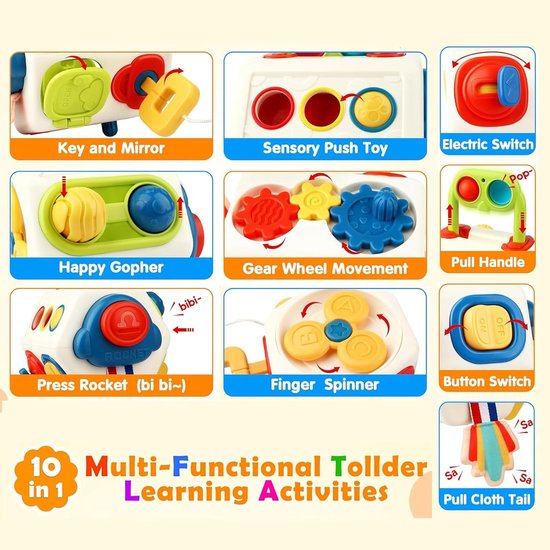 Montessori-speelgoed geschikt voor kinderen van 1 jaar - ideale cadeaus voor jongens en meisjes van 1 jaar - vliegtuig-, auto- en reisspeelgoed geschikt voor kinderen van 6-18 maanden - educatief speelgoed. — afbeelding 2