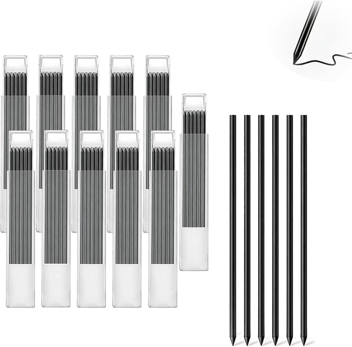 SSTRWGOOD 66 Stuks Potloodvullingen - 2,8 mm Loodvullingen - Geschikt voor Tekenpotloden en Technische Potloden - Metaal Vullingen Set