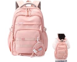 Rugzak voor meisjes – stijlvolle schooltas voor tienermeisjes – casual dagrugzak voor basisschool en middelbare school - School Backpack Girls Teenagers Waterproof Backpack - Schooltas - Spatwaterdicht - Heren en Dames - Jongens en Meisjes - Roze