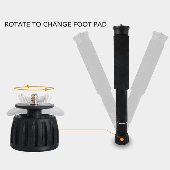62 Inch Camera Monopod met 8 Secties, Stevige Aluminium Unipod voor Fotografie en Trekking met Conversieschroef — afbeelding 4