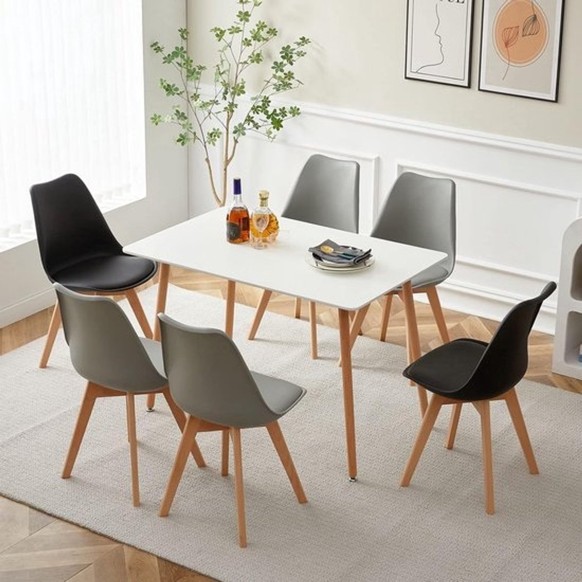 Eetkamerset - Tafel met 6 stoelen - Voor 6 personen, rechthoekig