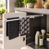 Eleganca Uittrekbaar Handdoekrek – Handdoekhouder 44,5cm - Uitschuifbaar - Keuken of badkamer - Inbouwafmeting 9,4 x 44,5 x 3,8cm – Handdoekstang uittrekbaar - Horizontaal en verticaal te gebruiken – 2 armen – Aluminium
