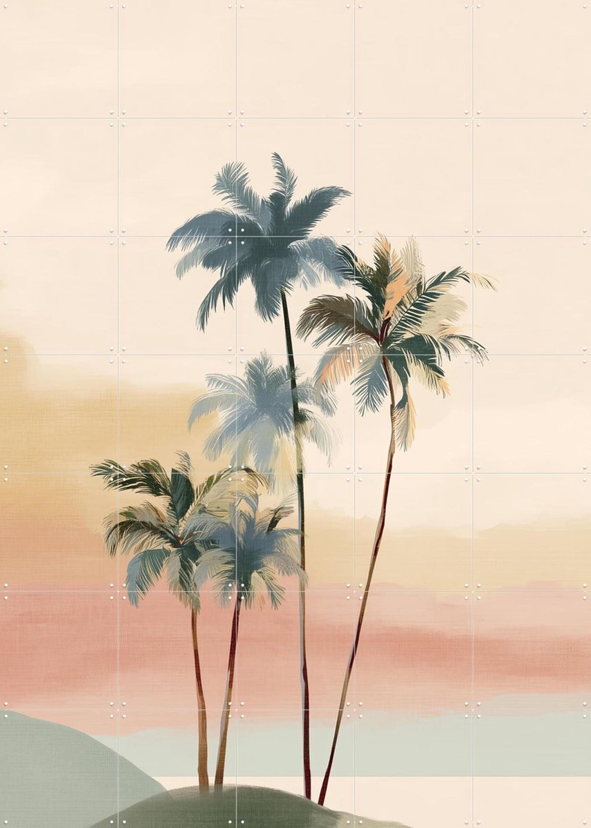 IXXI A Palm Trees At Dusk, Branka Kodžoman - 100 x 140 cm - Gratis ophangtool - Grote wanddecoratie en posters - Speels, Minimalisme, Modern