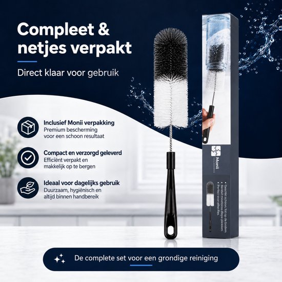 Monii Flessenborstel - 36cm - Kras- & BPA Vrij - Flessenreiniger - Flessenrager Baby - Geschikt Voor Alle Oppervlakten — afbeelding 4