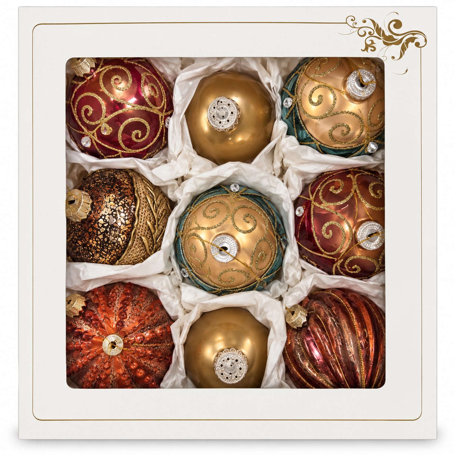ZoeZo Design - 9 stuks - kerstbal - koper - rood - blauw