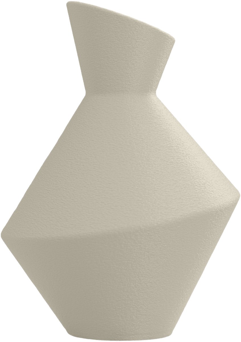 Layvo Daris Vaas - Crème - 25 cm - droogbloemen vaas - geometrische vaas - gerecycled plastic