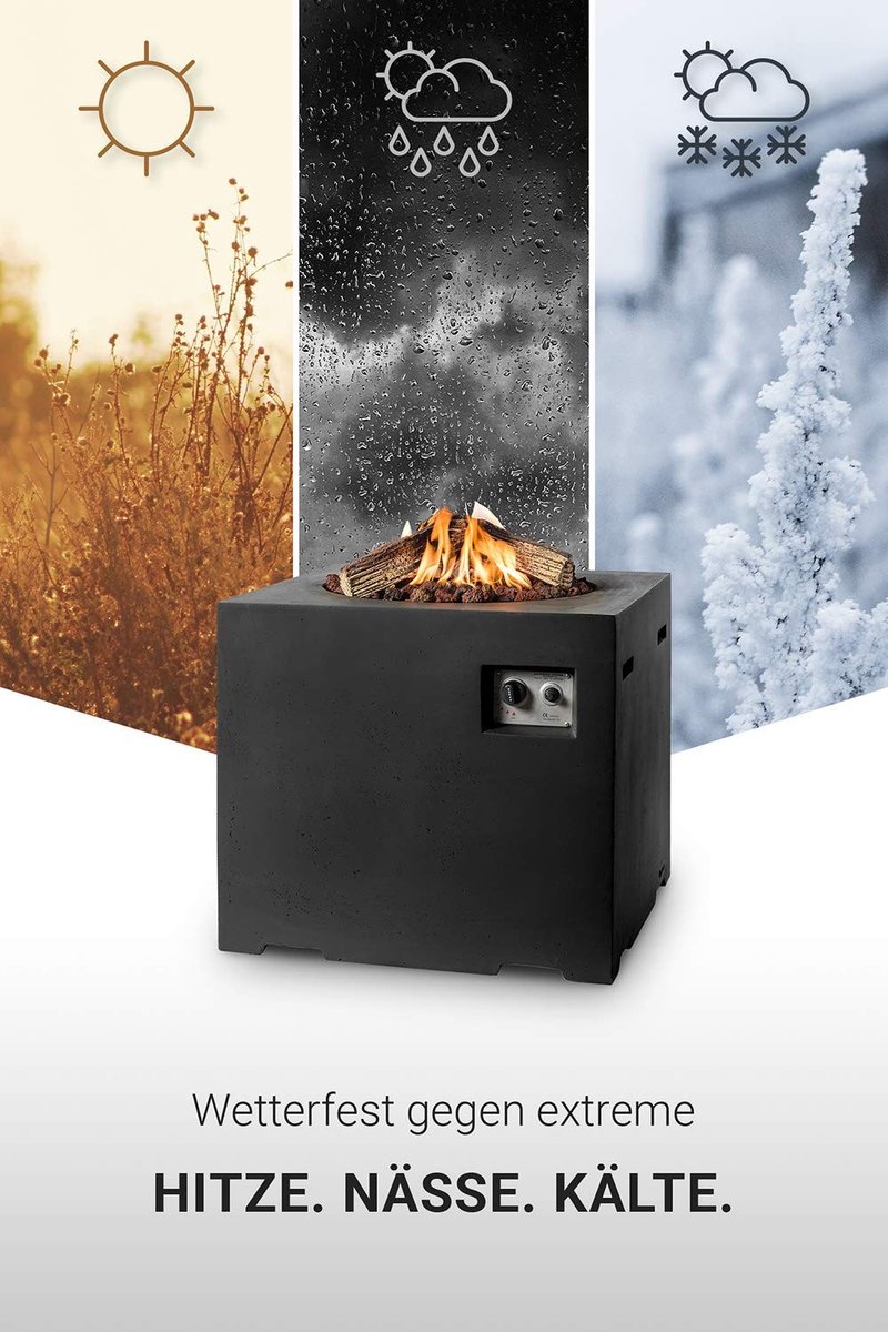 Happy Cocooning Lounge & Dining Square - Fire Table - Black