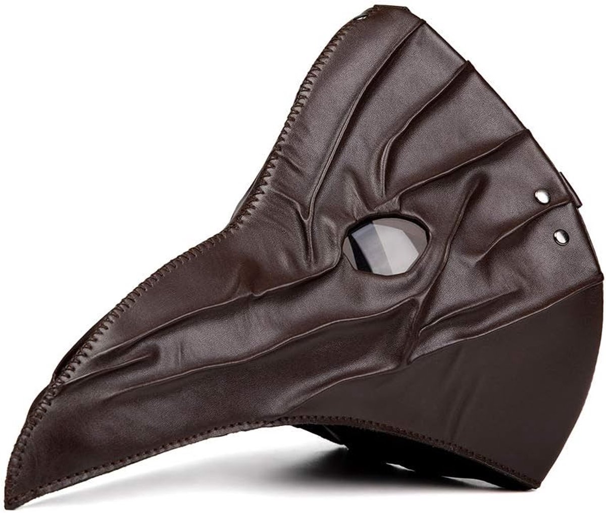 Lederen klinknagel pest dokter masker vogels mond lange neus Halloween kostuum party kostuum accessoire, Bruin, M