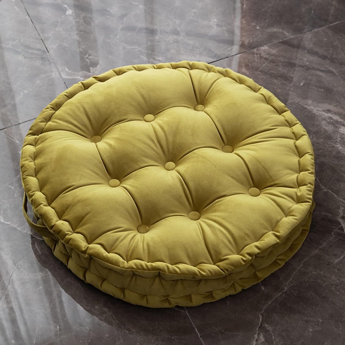 Vloerkussen 24 "x 24" olijfgroen rond zitkussen voor buitenterrasstoelen, zacht fluwelen kussen, yoga-meditatiekussen