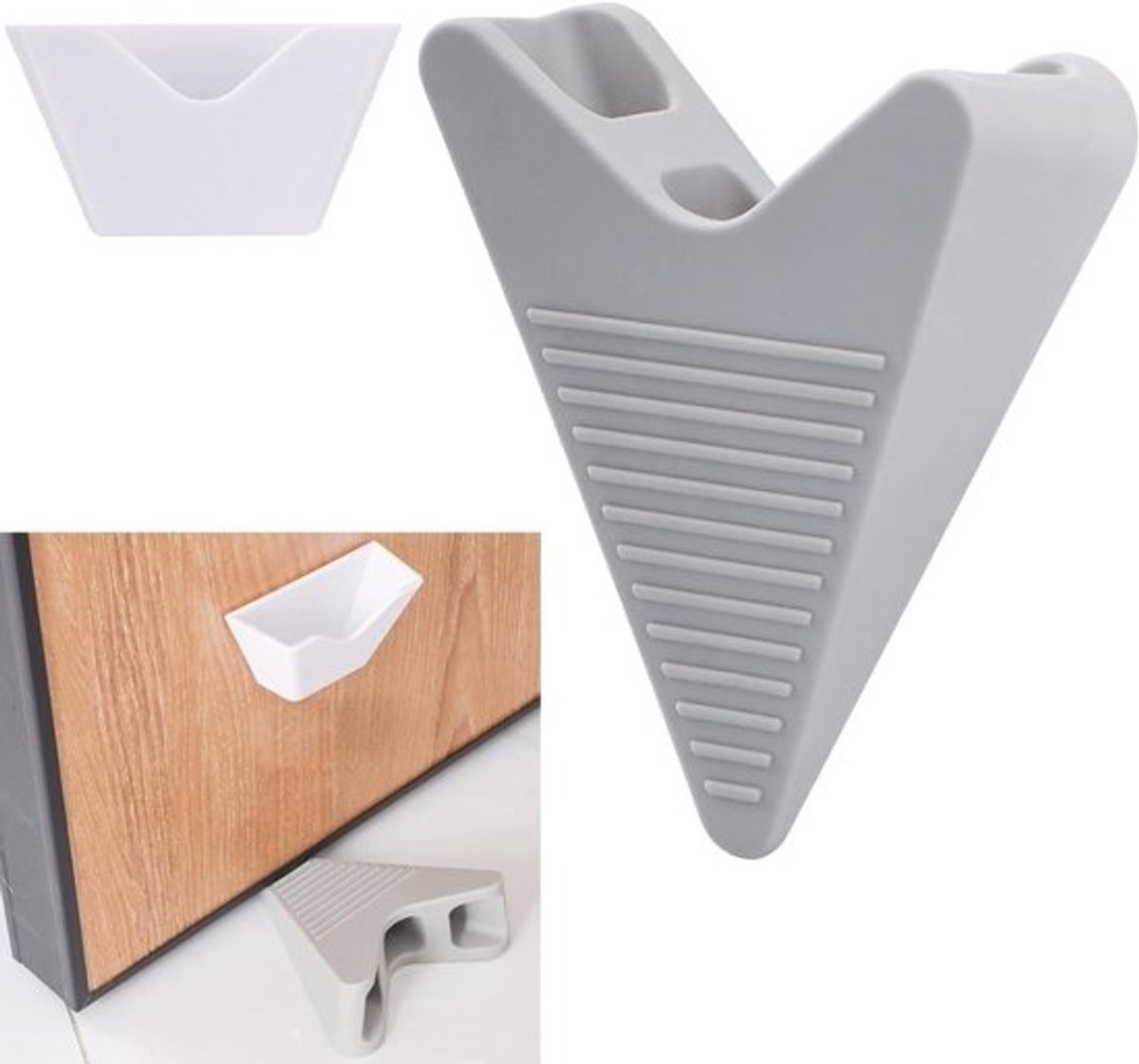 SnelShoppen - Pack van 2 deurstoppers - rubber - antislip - binnen en buiten