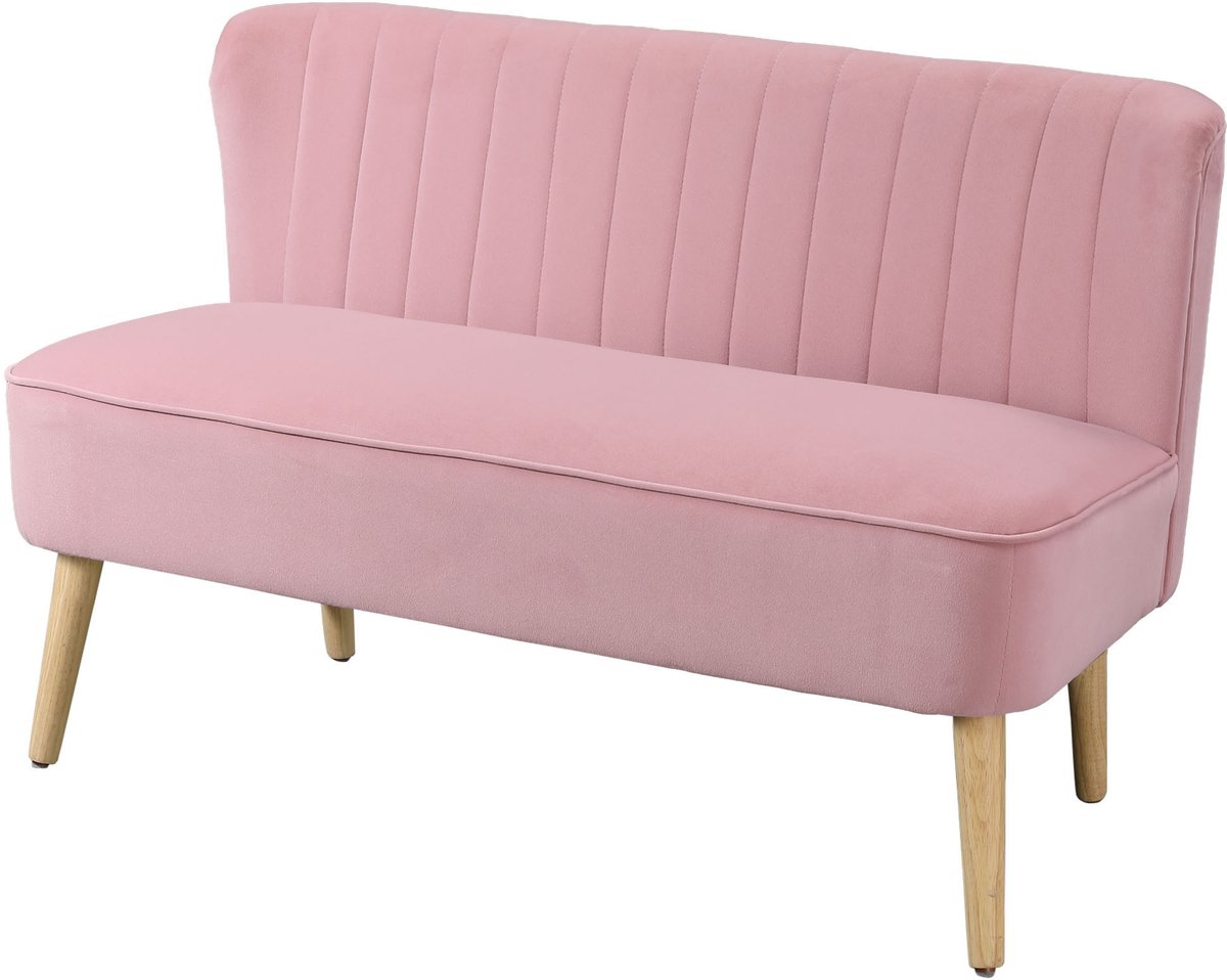 Homona 2-zitsbank - Met gestoffeerde rugleuning - 117 x 56,5 x 77 cm - Roze