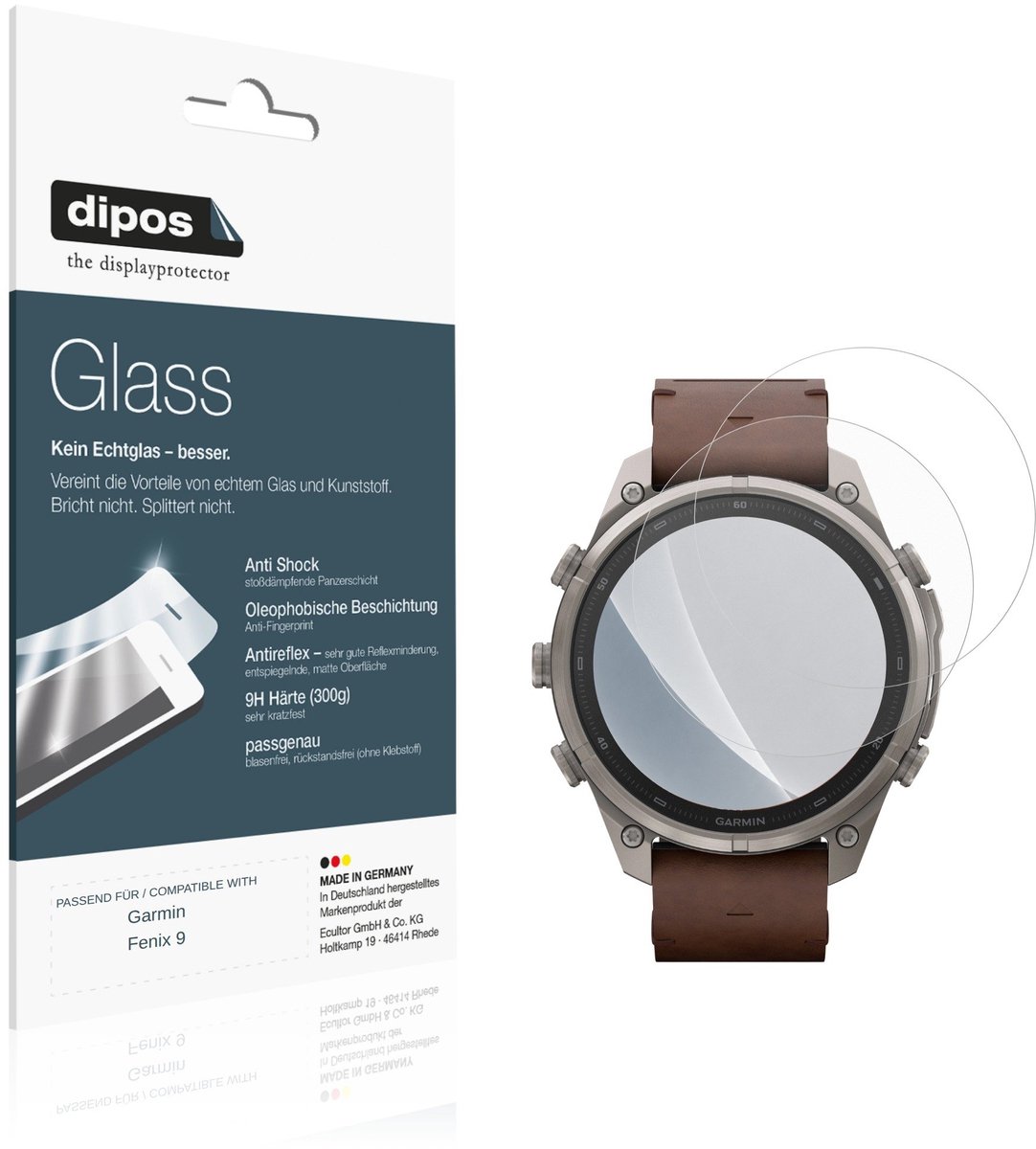 dipos – 2x Matte Pantserfolie geschikt voor Garmin Fenix 9 | 9H Screenprotector