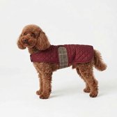 DreamPawz - Gewatteerde Hondenjas - Burgundy Rood / Bruin met Plaid Motief -Teddy Voering - Waterresistent -Voor Kleine en Grote Honden - Maat M
