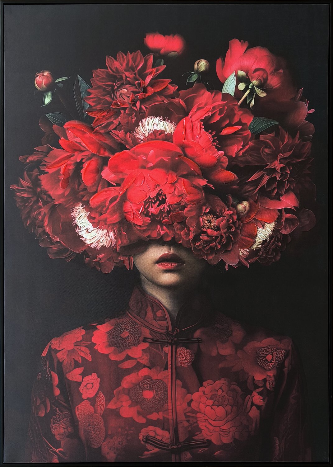 Schilderij vrouw bloemexplosie 60x80cm