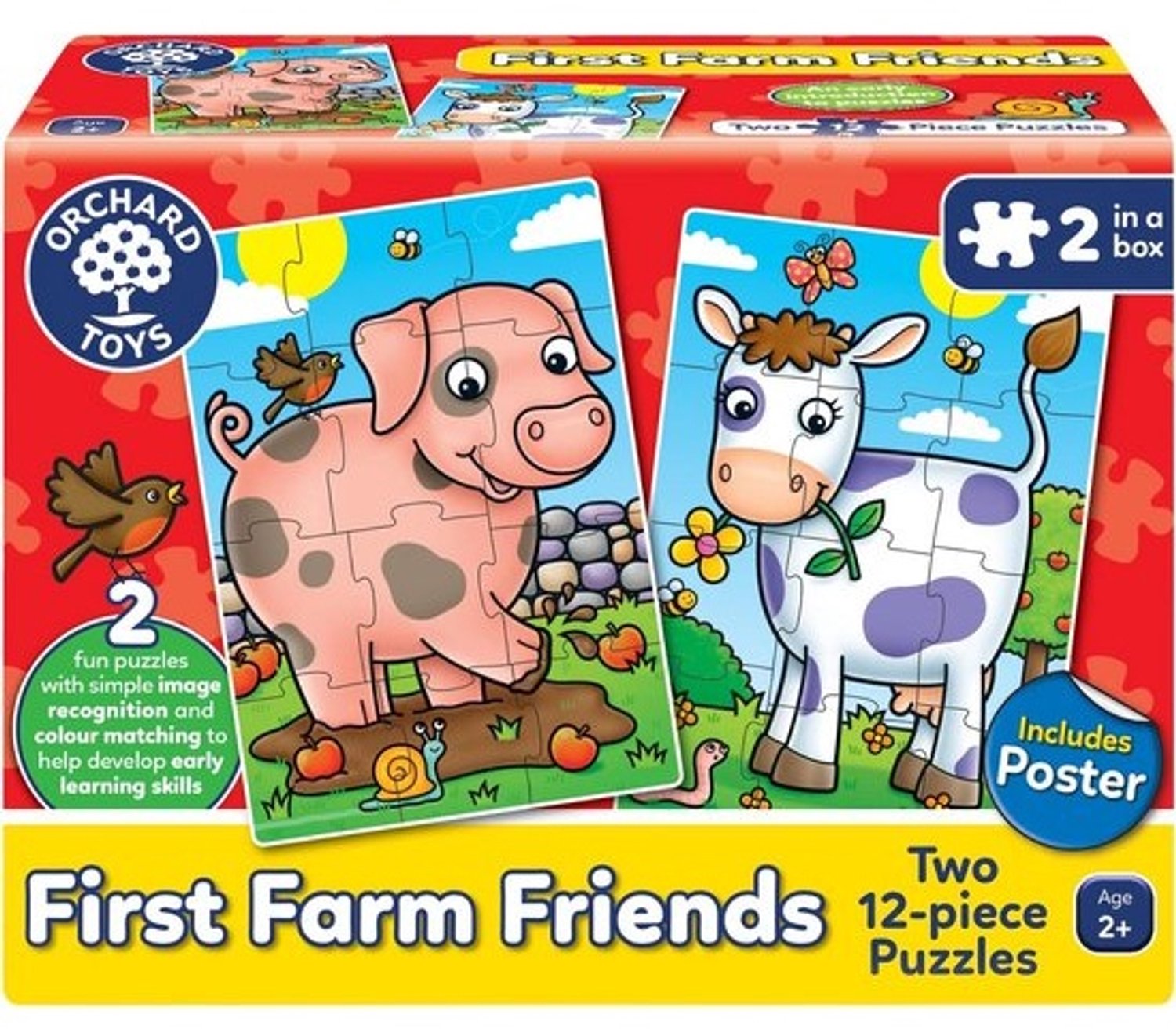 2-in-1 boerderijpuzzels voor peuters - 12 stuks - Hand-oogcoördinatie