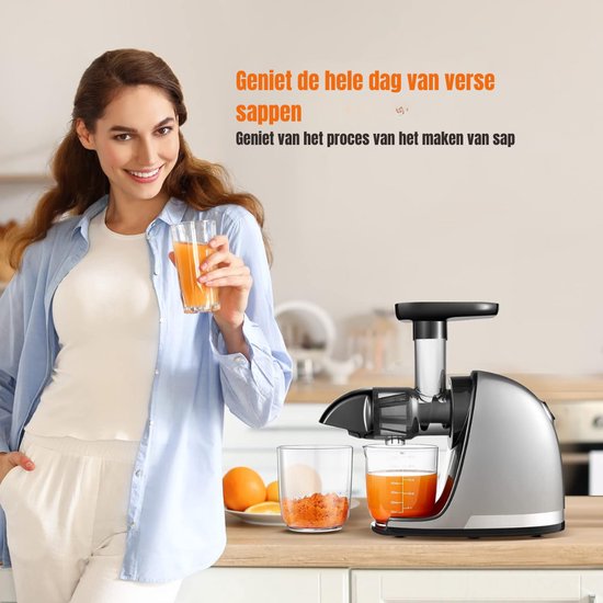 Levo® Sapcentrifuges groenten en fruit - Sapcentrifuges - Slowjuicer - Zilver - 36cm x 16cm x 35cm van Levo — afbeelding 5
