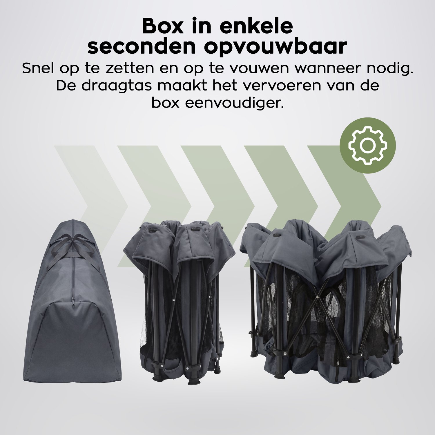 Tulano Cozy 30 - Grondbox - 125x125x66cm - Met draagtas - Inklapbare - Opvouwbare Baby Speelbox - zeshoek - voor binnen en buiten - ademend gaas - EN71 gecertificeerd - Grafiet – foto 2