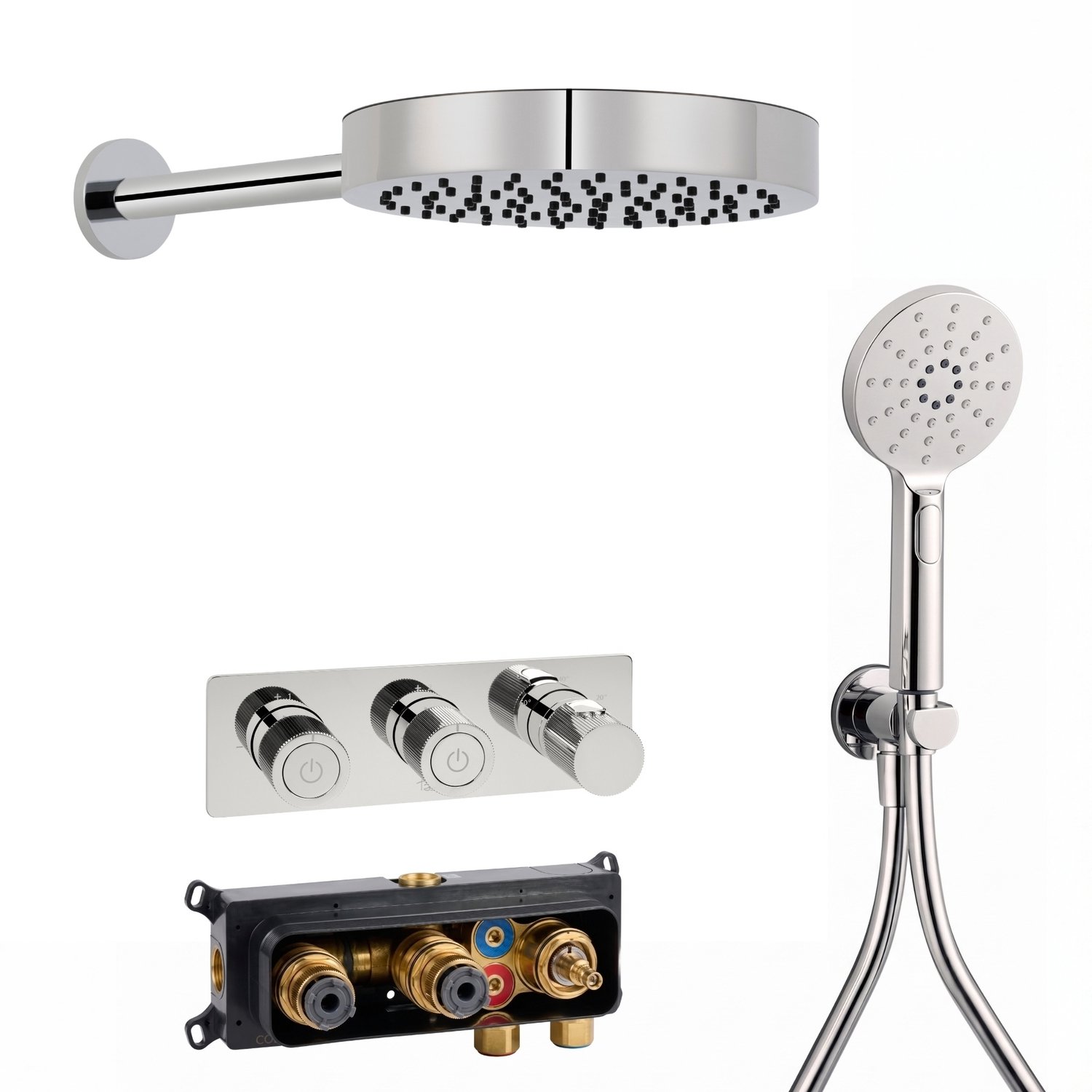 Ben Engraved Line inbouw regendoucheset 3-greeps met 4 straalsoorten chroom