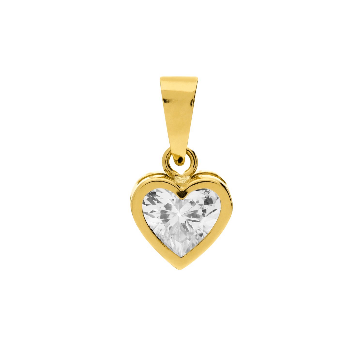 Lucardi Dames 14 karaat gouden hanger hart met zirkonia - Hanger - 14 Karaat Goud - Goud
