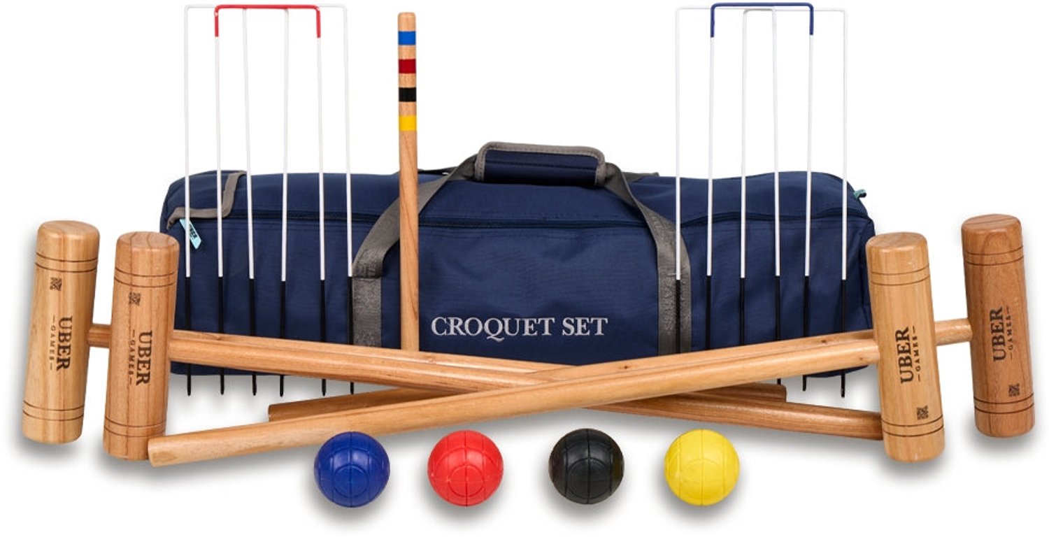 Ubergames Classic - Croquet Set - Tuinspel voor 4 Personen - Hardhouten Hamers 81 cm - Inclusief Draagtas