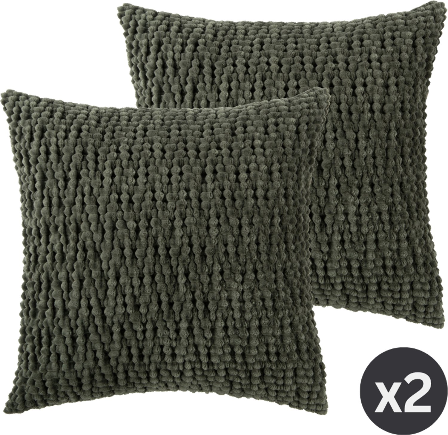 Tiseco Sierkussen (Gevuld) PEBBLE - SET/2 - 45x45 cm, groen Eucalyptusgroen